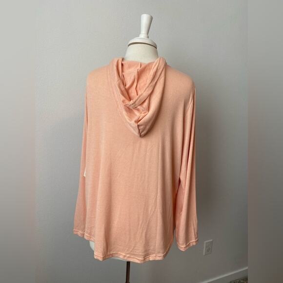 Shadow Sport NWT Pastel Peach Lightweight Soft Transitional Hoodie Sweatshirt 1X - Picture 4 of 6